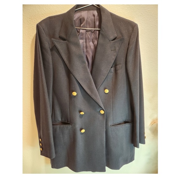 Vintage Stanley Blacker Union Made Wool Blazer 42R Gold Button Navy Double - Picture 1 of 6